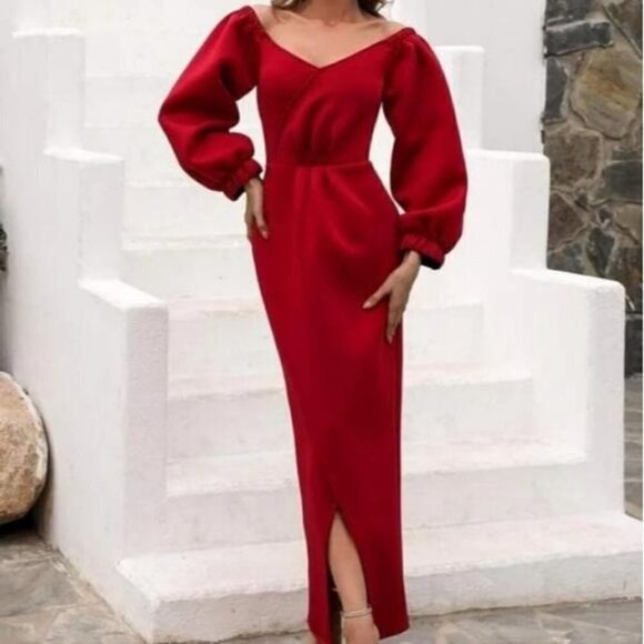 RED SPECIAL EVENT MAXI DRESS - Picture 1 of 9